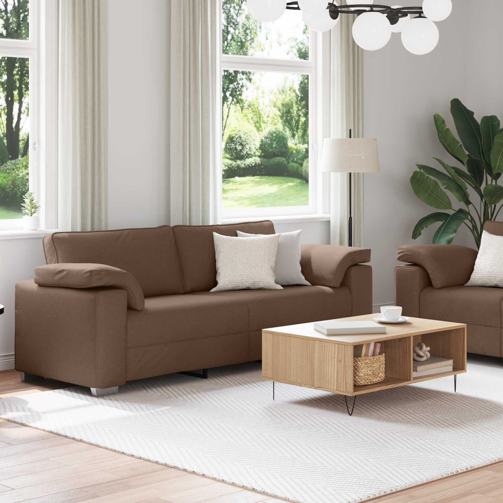 Thumbnail - vidaXL Sofa Set 2 pcs Braun 219 x 77 x 82 cm Stoff