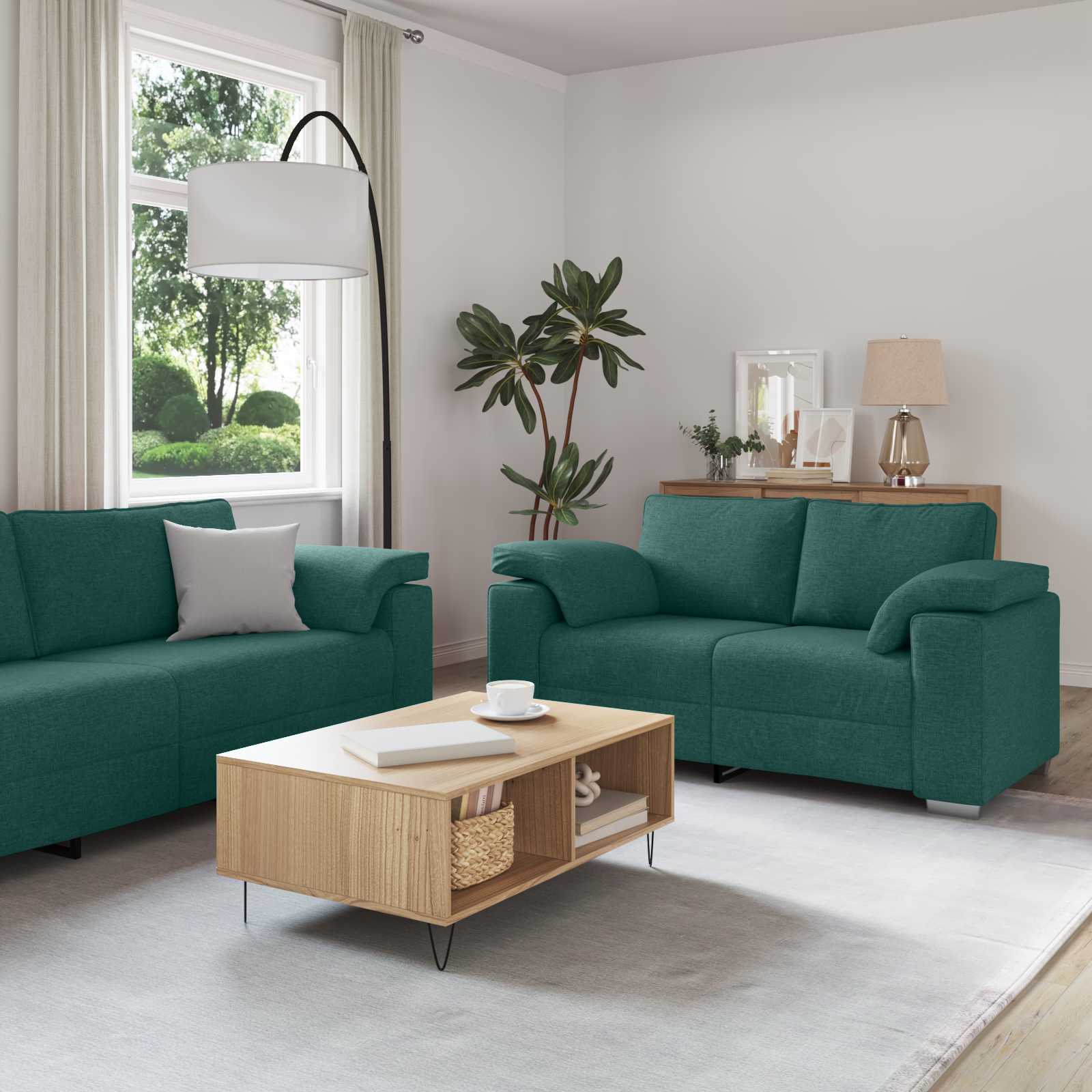 vidaXL Sofa Set 2 pcs Dunkelgrün 219 x 77 x 82 cm Stoff
