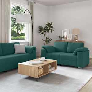 Kavč 2 pcs Temno zelena 219 x 80 x 82 cm blago