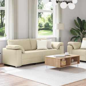Pohovka 2 pcs Krémová 219 x 80 x 82 cm textil - obrázek 3