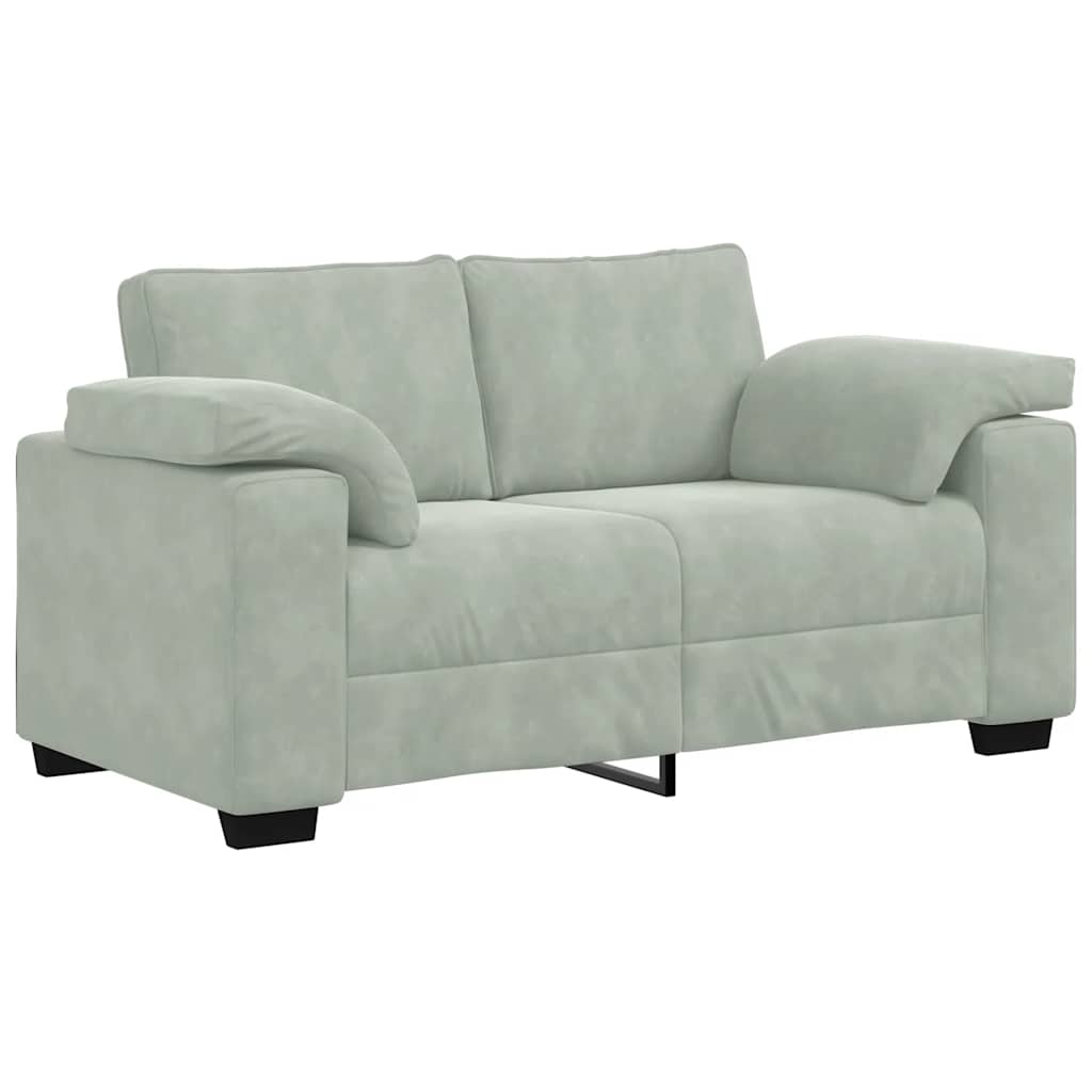 2-teiliges Sofa-Set mit Kissen, hellgrauer Samt – Ansicht 4