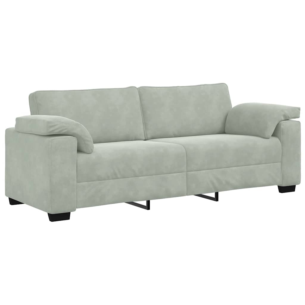 2-teiliges Sofa-Set mit Kissen, hellgrauer Samt – Ansicht 5