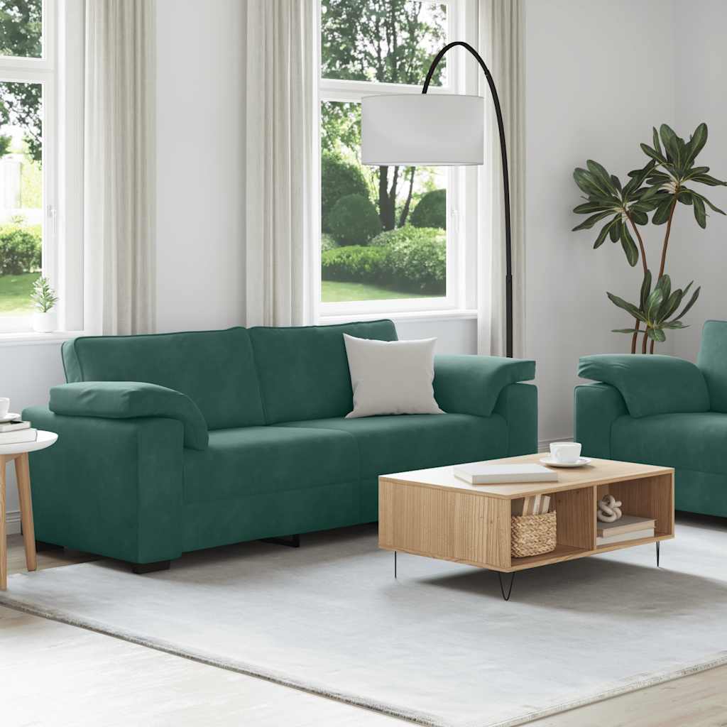 Thumbnail - vidaXL 2-teiliges Sofa-Set mit Kissen, dunkelgrüner Samt