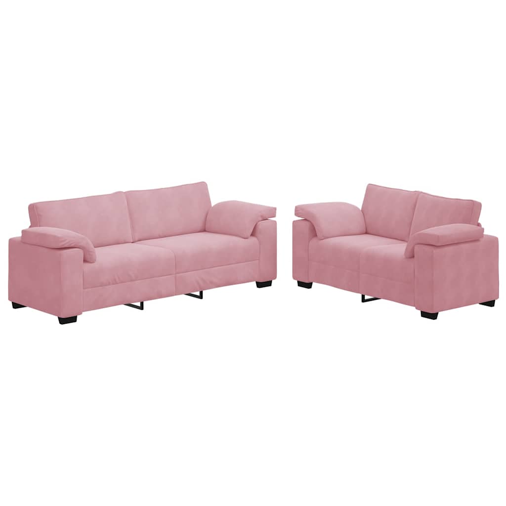 2-delige bankset met kussens roze fluweel - Afbeelding 2