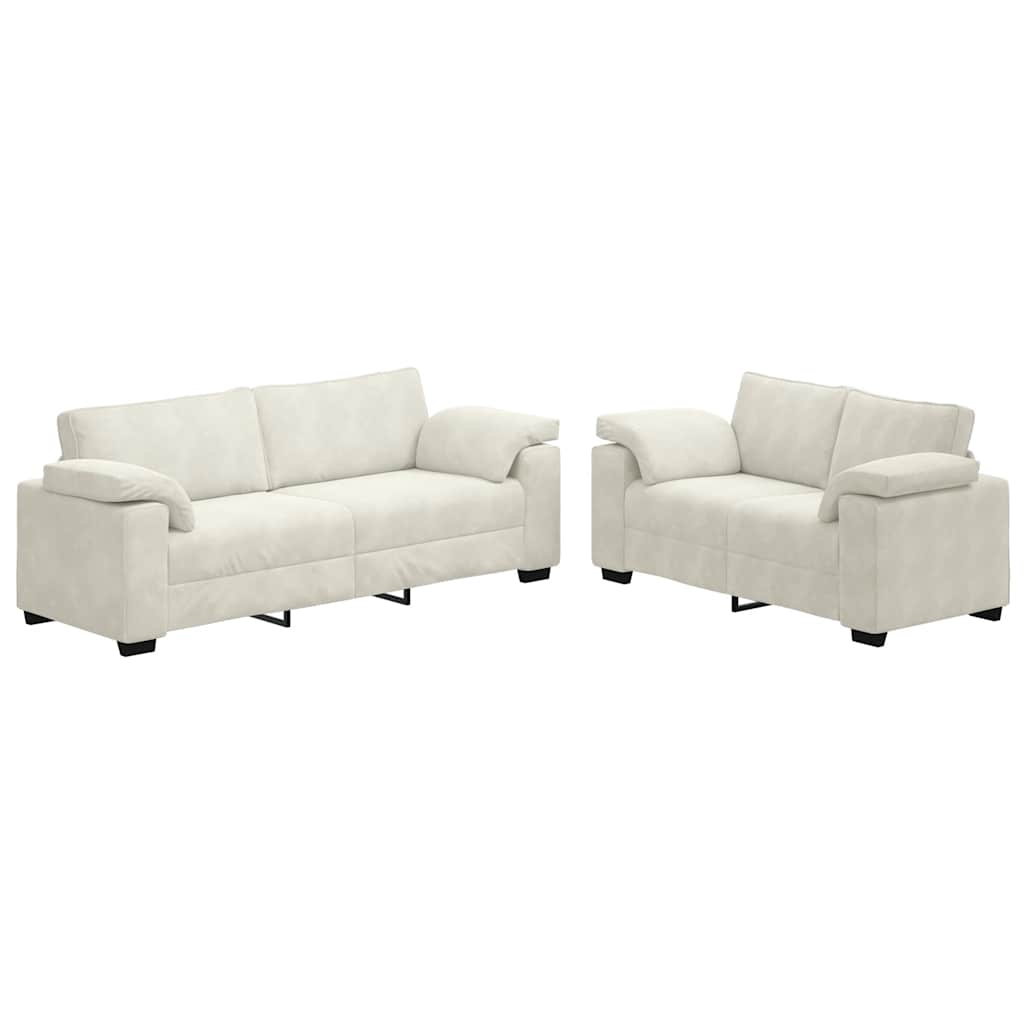 Thumbnail - vidaXL 2-teiliges Sofa-Set mit Kissen, cremefarbener Samt