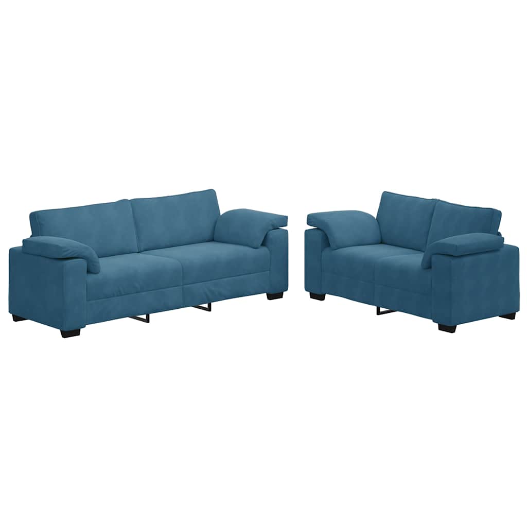 Thumbnail - vidaXL 2-teiliges Sofa-Set mit Kissen, blauer Samt