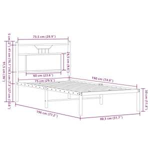Rám postele bez matrace kouřový dub 75x190 cm kompozitní dřevo - obrázek 11