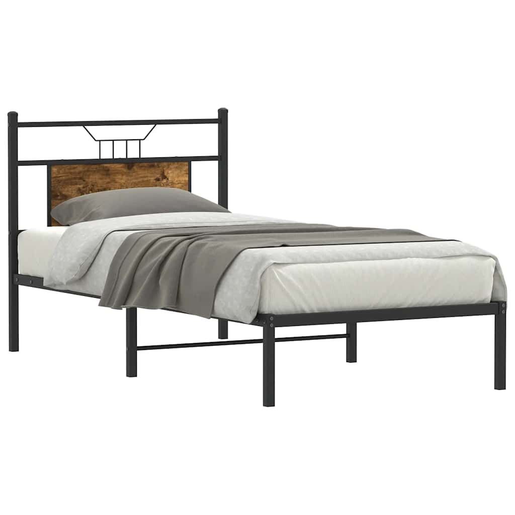 vidaXL füstös tölgy színű szerelt fa ágykeret matrac nélkül 90x200 cm