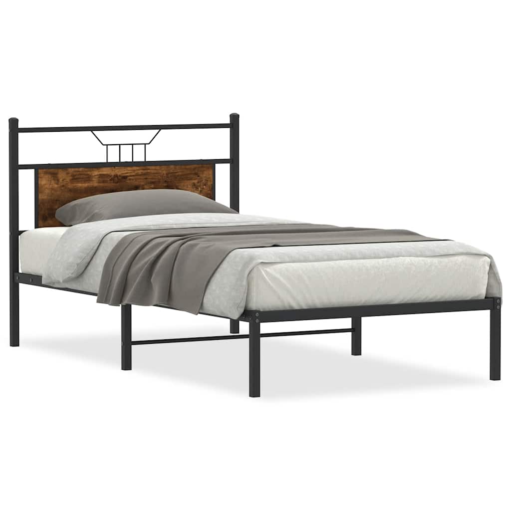 vidaXL Rám postele bez matrace kouřový dub 107x203 cm kompozitní dřevo