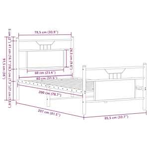 Rám postele bez matrace kouřový dub 80x200 cm kompozitní dřevo - obrázek 11