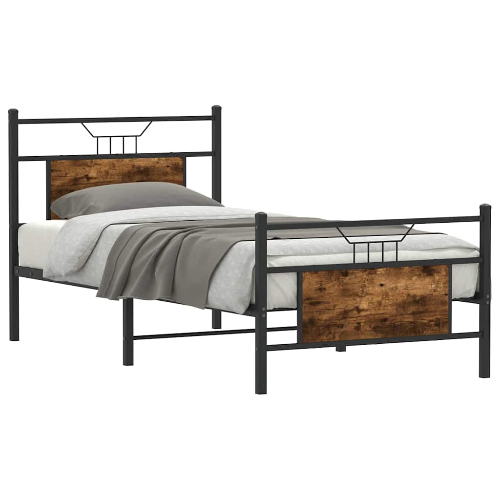 vidaXL Bedframe zonder matras hout gerookt eikenkleurig 90x190 cm afbeelding