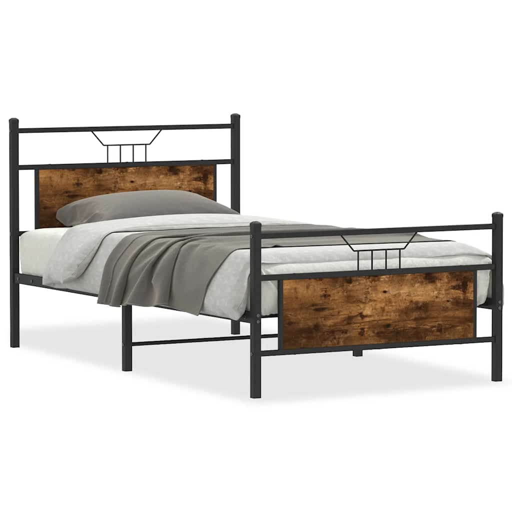vidaXL Rám postele bez matrace kouřový dub 100x200 cm kompozitní dřevo