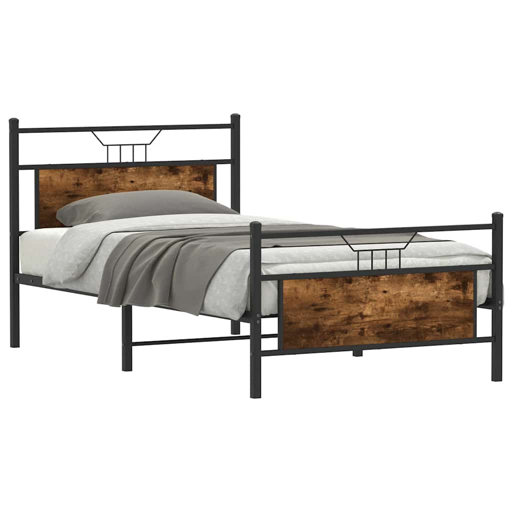 vidaXL Bedframe zonder matras hout gerookt eikenkleurig 100x200 cm afbeelding