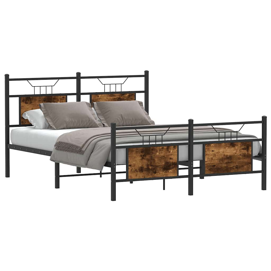 vidaXL Bedframe zonder matras hout gerookt eikenkleurig 140x200 cm afbeelding