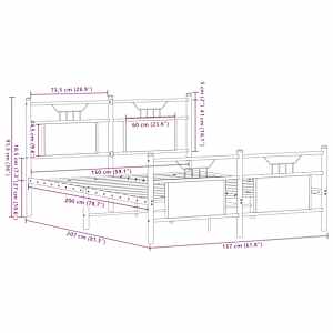 Rám postele bez matrace kouřový dub 150x200 cm kompozitní dřevo - obrázek 11