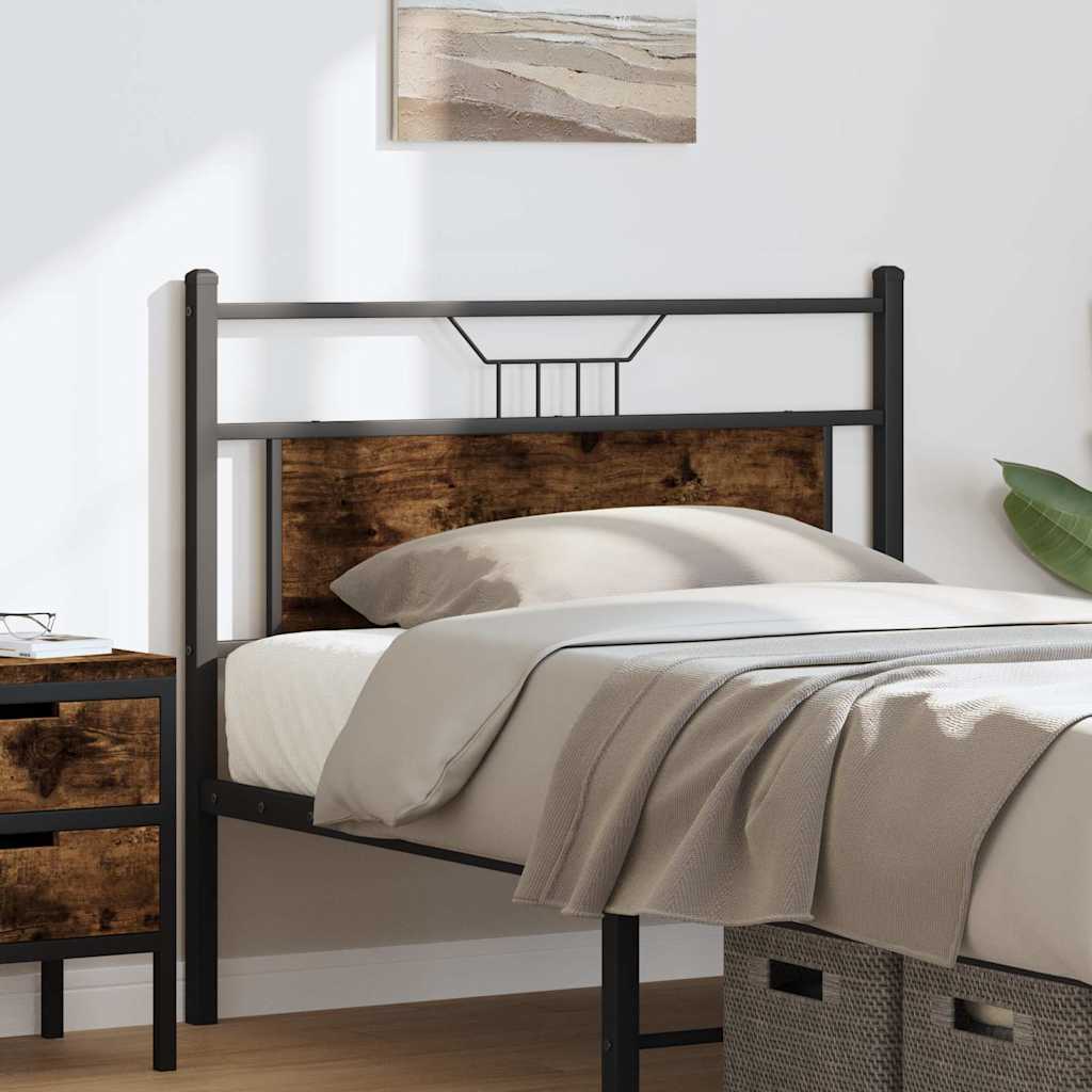 vidaXL Hoofdbord 100 cm bewerkt hout en staal gerookt eikenkleurig afbeelding
