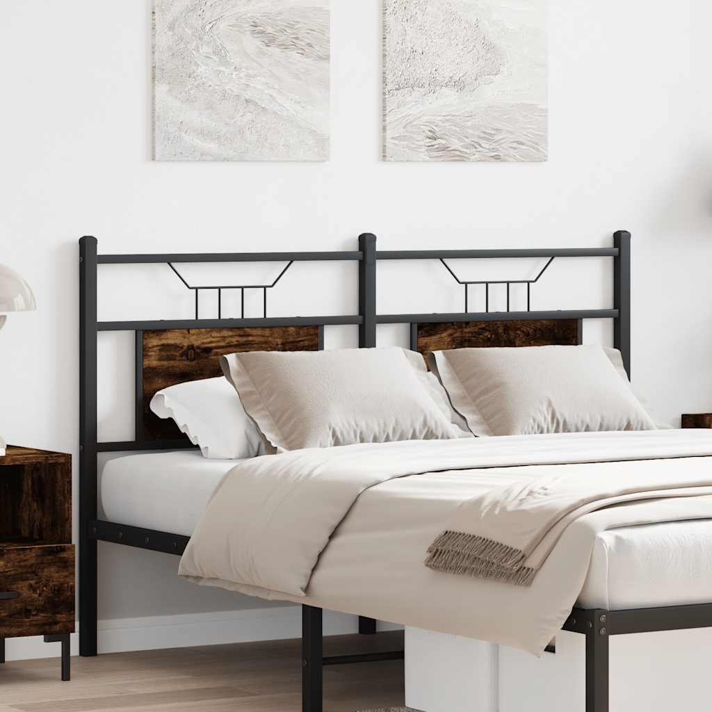 vidaXL Hoofdeinde 137 cm spaanplaat 137 cm gerookt eikenhout en staal afbeelding