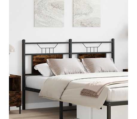 vidaXL Tăblie de pat, stejar fumuriu, 140 cm, lemn prelucrat și oțel