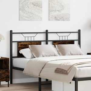 vidaXL Tăblie de pat, stejar fumuriu, 150 cm, lemn prelucrat și oțel