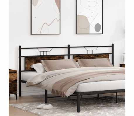 vidaXL Cabeceira de cama 200 cm derivados madeira/a&ccedil;o carvalho fumado