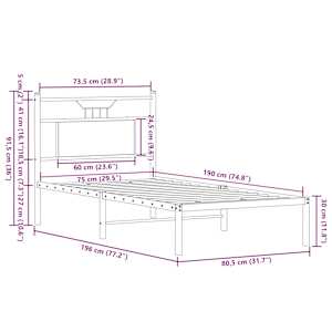 Rám postele bez matrace dub sonoma 75 x 190 cm kompozitní dřevo - obrázek 11