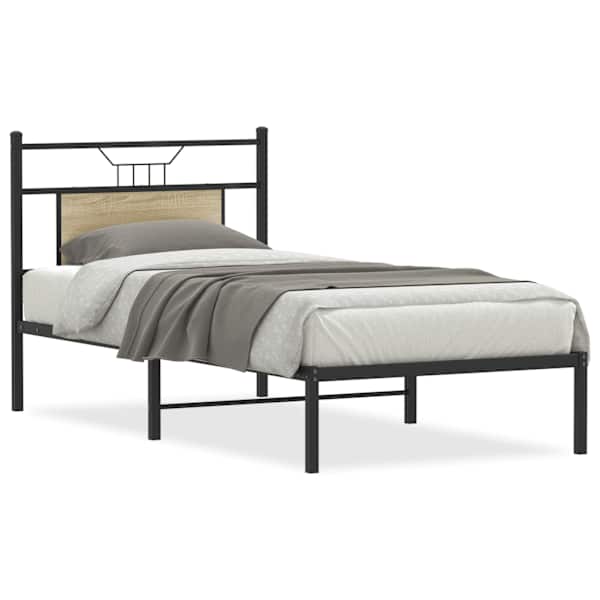 vidaXL peatsiga voodiraam, ilma madratsita, Sonoma tamm 90x190 cm