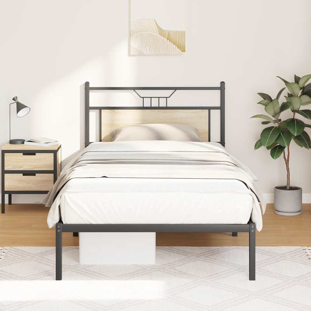 vidaXL Cadru de pat fără saltea Stejar Sonoma 107x203cm Lemn prelucrat