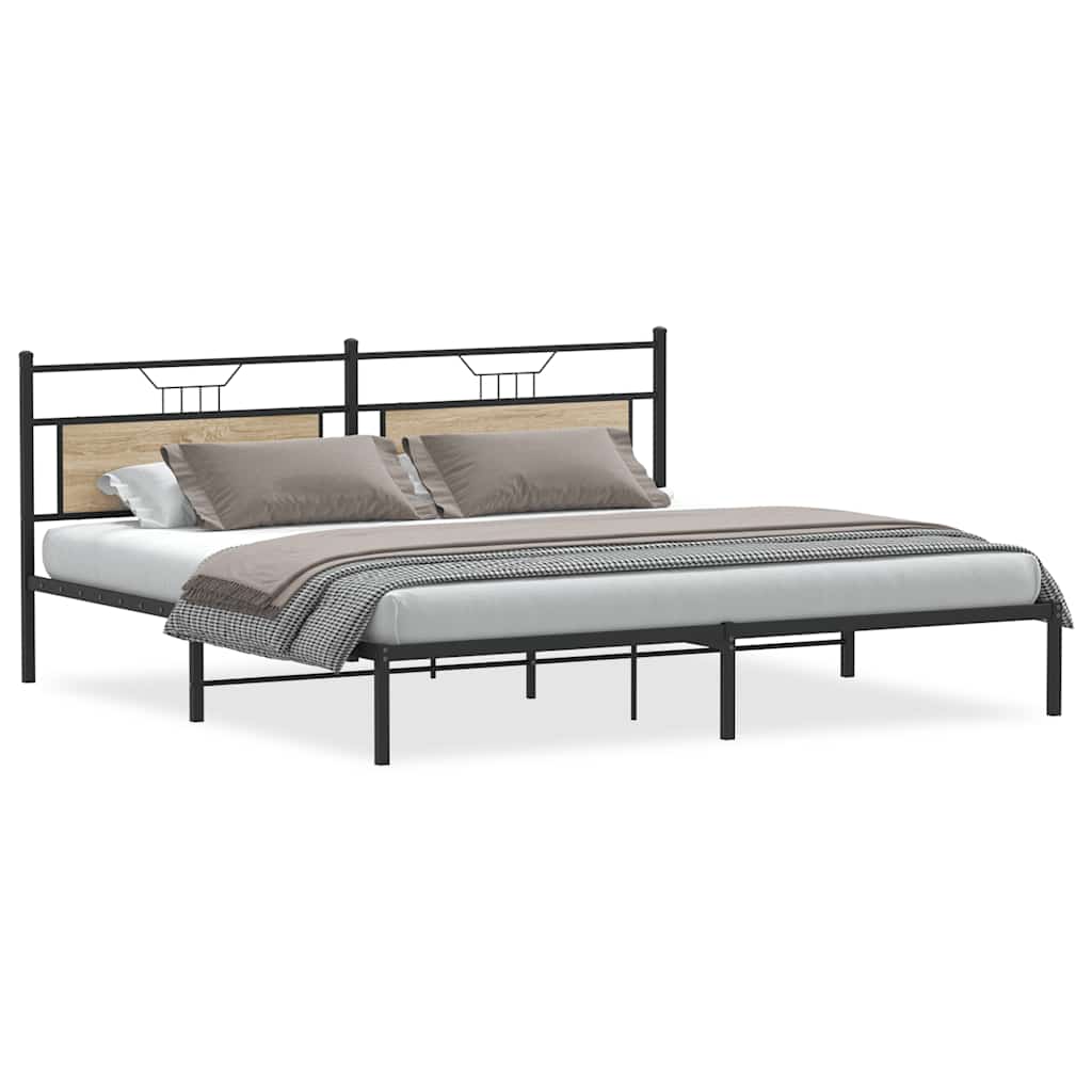 vidaXL Bedframe zonder matras 193x203cm spaanplaat sonoma eikenkleurig, foto 3