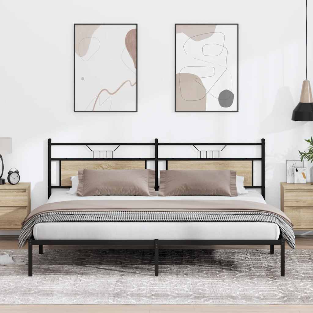 vidaXL Cadru pat fără saltea Stejar Sonoma 193x201 cm Lemn prelucrat
