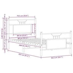 Rám postele bez matrace dub sonoma 80 x 200 cm kompozitní dřevo - obrázek 11