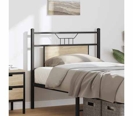 vidaXL Cabeceira de cama 90cm derivados de madeira/a&ccedil;o carvalho sonoma