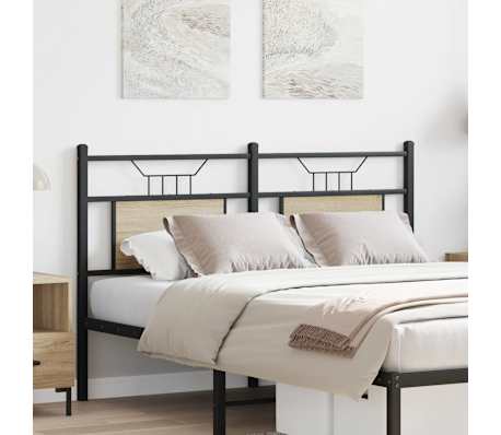 vidaXL Tăblie de pat din Stejar Sonoma 150 cm Lemn prelucrat și oțel