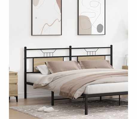 vidaXL табла за глава Дъб Сонома 160 cm Изработена дървесина и стомана