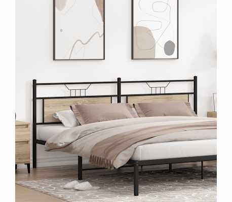 vidaXL Tăblie de pat din Stejar Sonoma 200 cm Lemn prelucrat și oțel