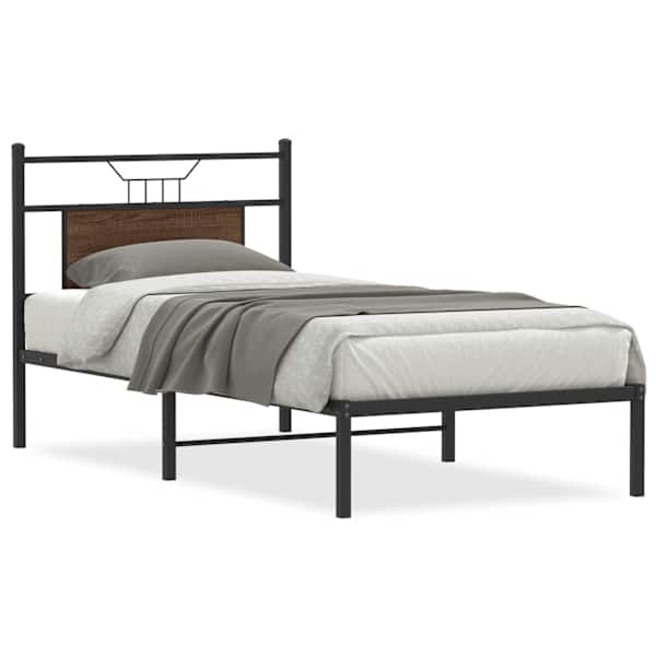 vidaXL peatsiga voodiraam, ilma madratsita, pruun tamm 75x190 cm