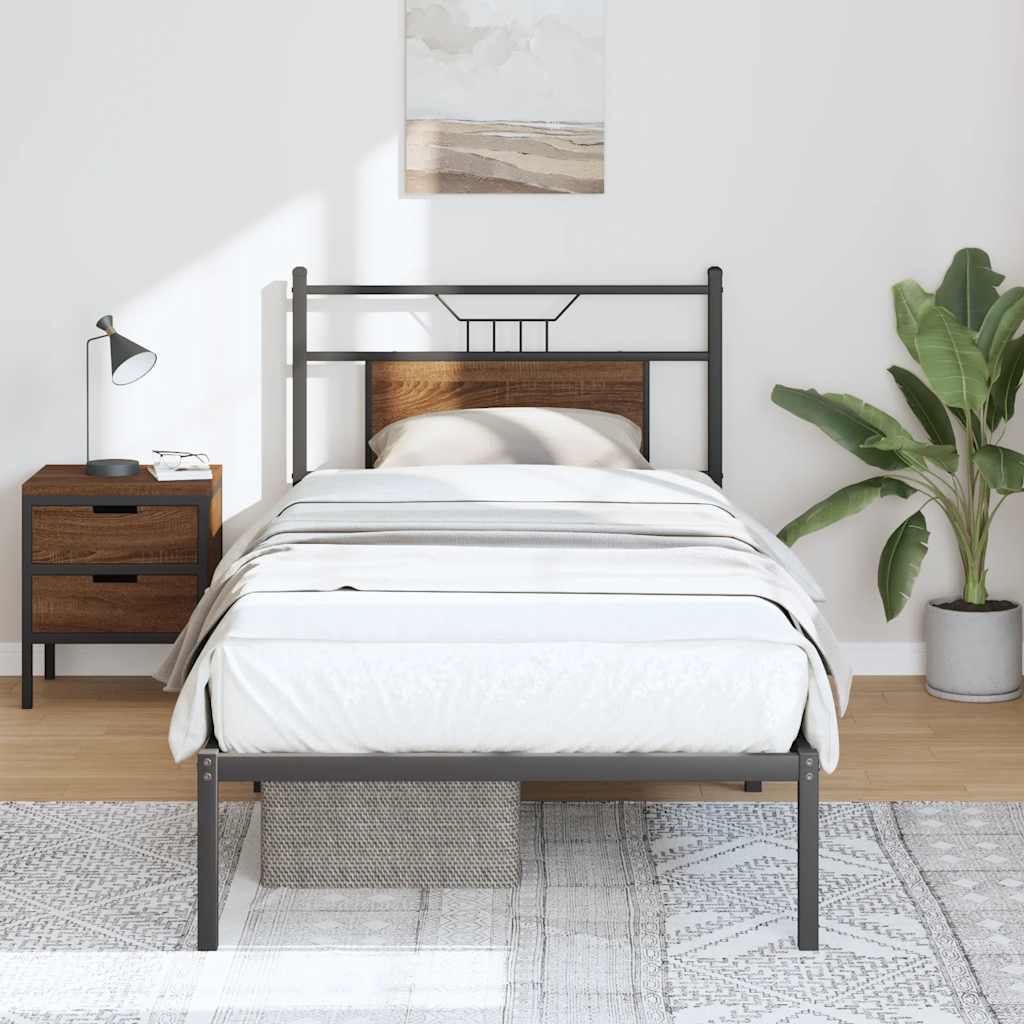 vidaXL Bedframe zonder matras bewerkt hout bruin eikenkleur 80x200 cm, foto 2