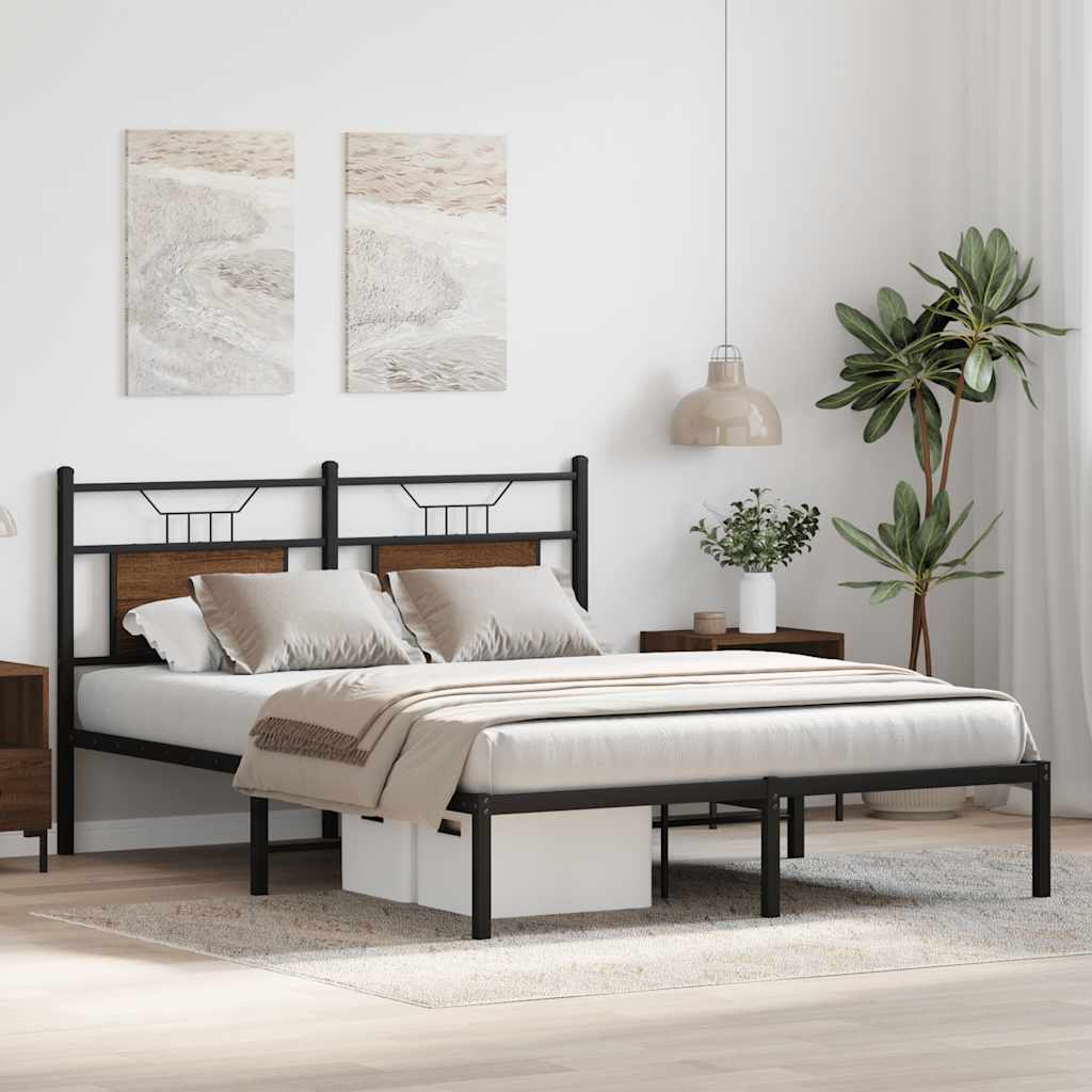 vidaXL Bedframe zonder matras bewerkt hout bruin eikenkleur 137x190 cm, foto 4