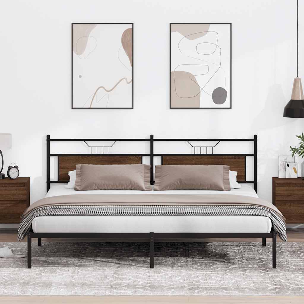vidaXL Bedframe zonder matras 193x203 cm spaanplaat bruin eikenkleurig, foto 2