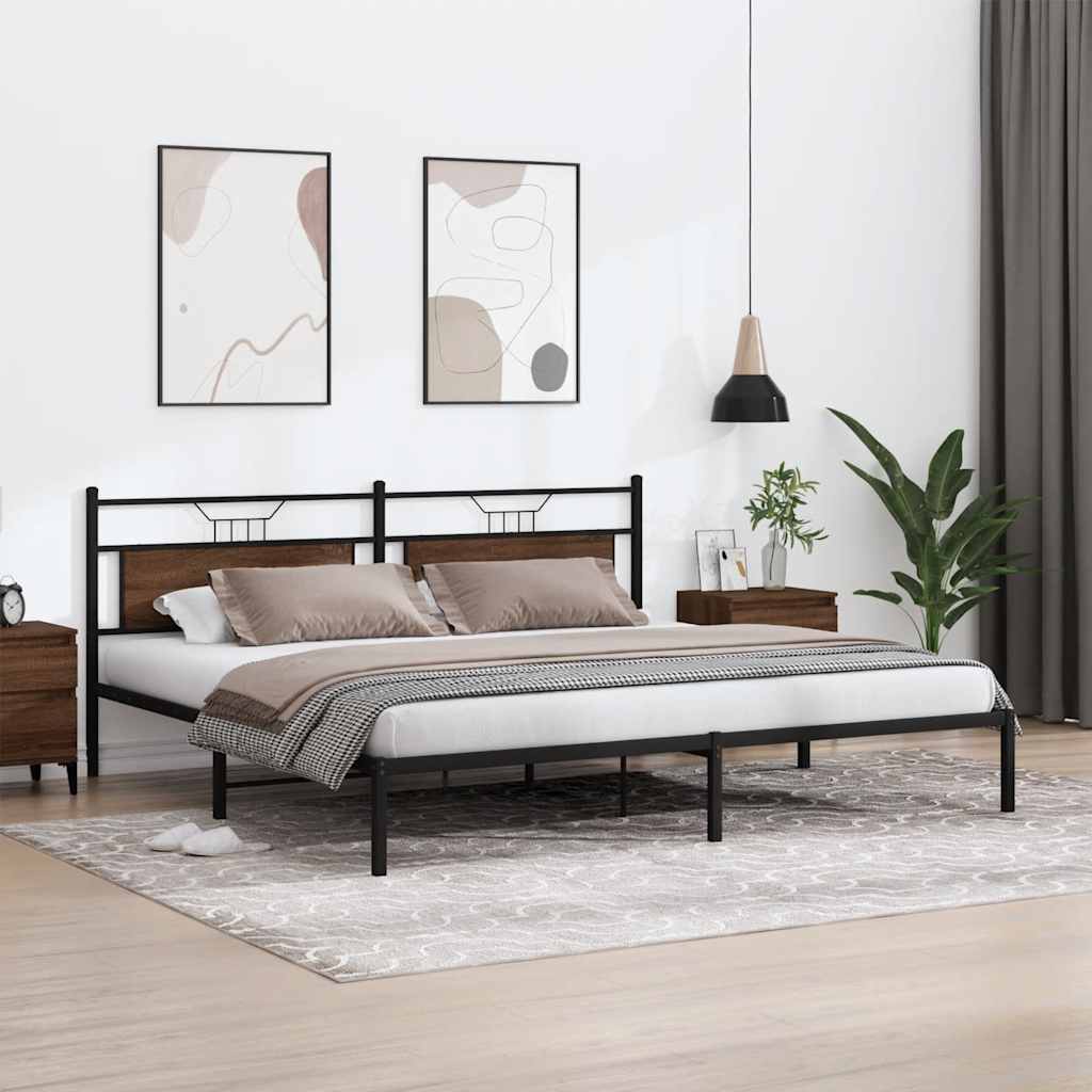 vidaXL Bedframe zonder matras 193x203 cm spaanplaat bruin eikenkleurig, foto 4