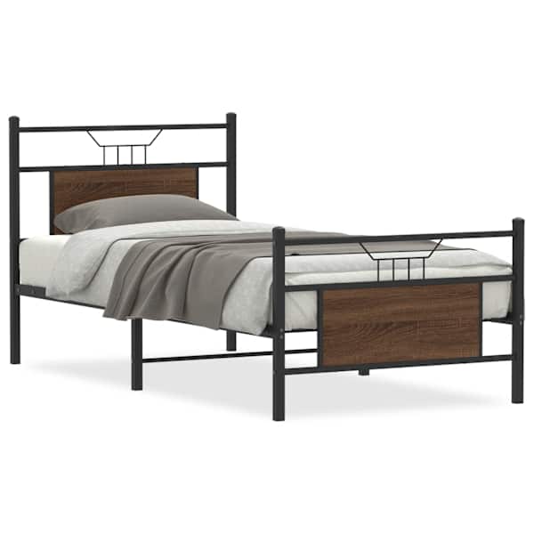 vidaXL peatsiga voodiraam, ilma madratsita, pruun tamm 75x190 cm