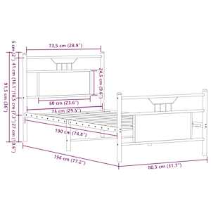 Rám postele bez matrace hnědý dub 75 x 190 cm kompozitní dřevo - obrázek 11