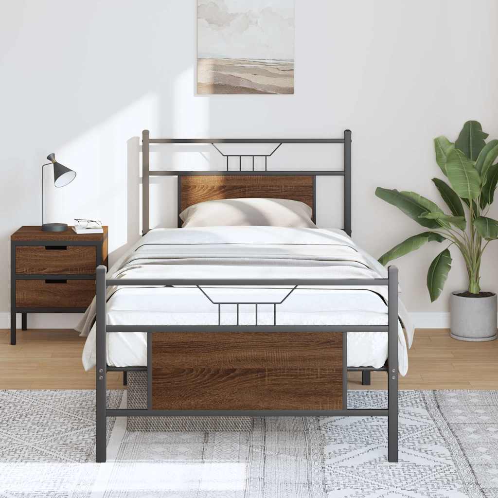 vidaXL Bedframe zonder matras bewerkt hout bruin eikenkleur 80x200 cm, foto 2