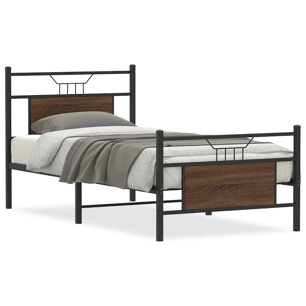 vidaXL Rám postele bez matrace hnědý dub 90 x 200 cm kompozitní dřevo