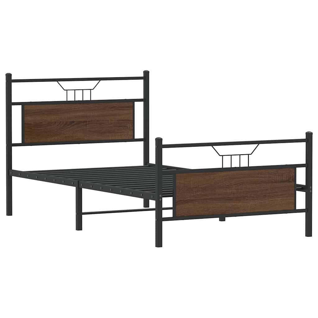 vidaXL Bedframe zonder matras bewerkt hout bruin eikenkleur 100x190 cm afbeelding