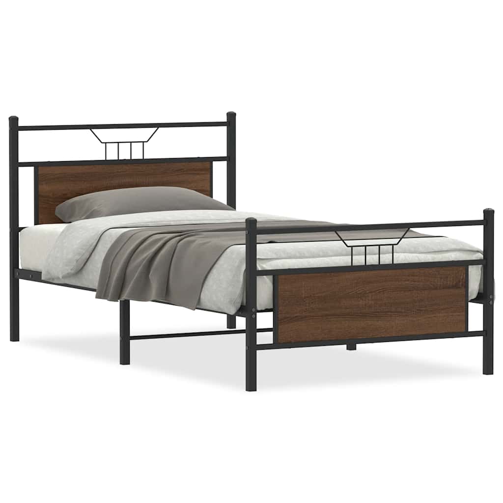 vidaXL Rám postele bez matrace hnědý dub 100 x 200 cm kompozitní dřevo