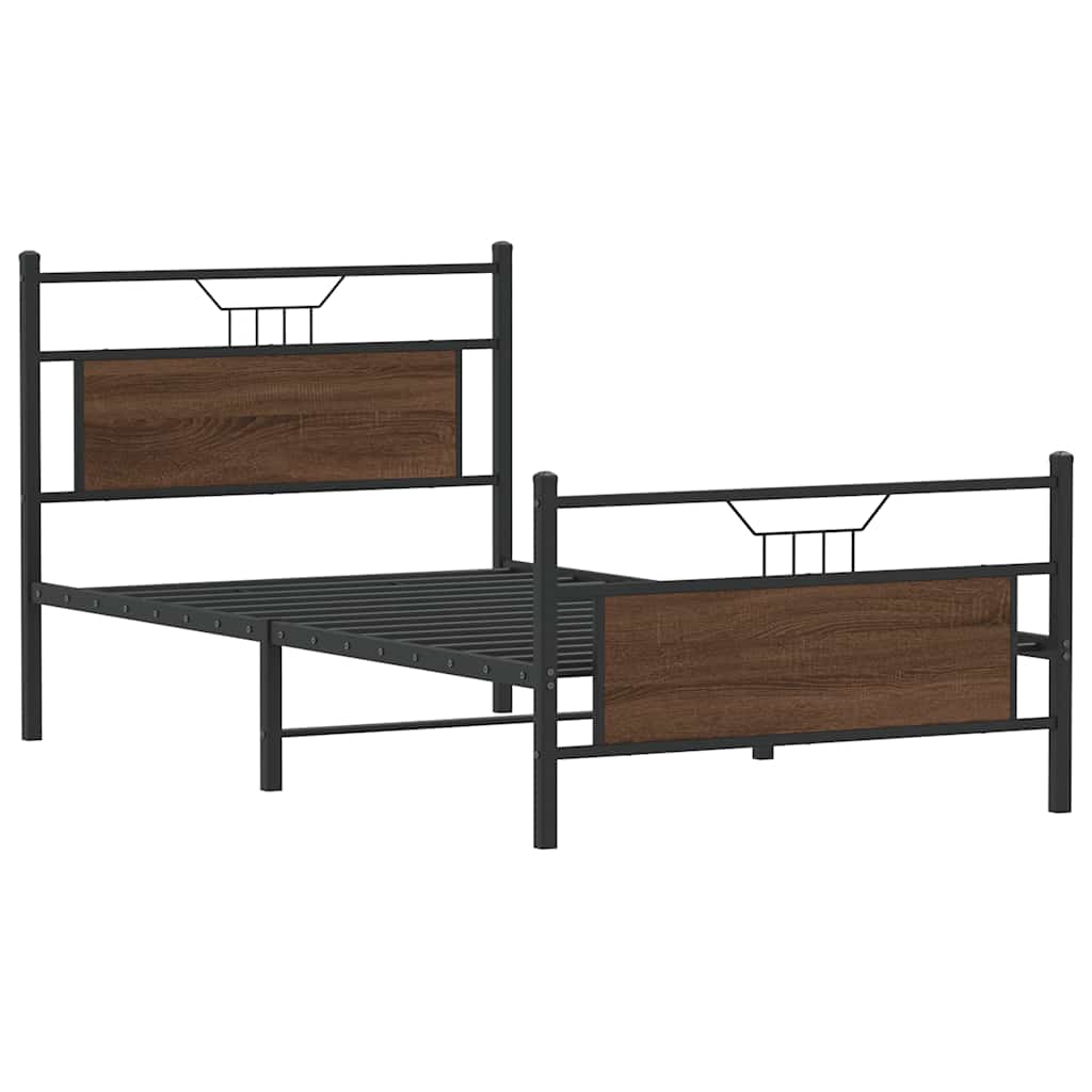 vidaXL Cadru pat fără saltea stejar maro 100x200 cm lemn prelucrat