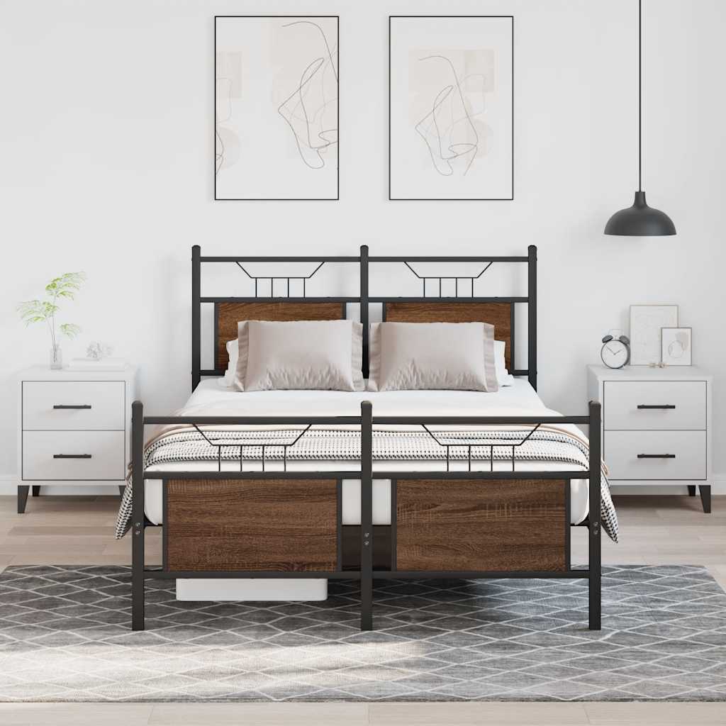 vidaXL Bedframe zonder matras bewerkt hout bruin eikenkleur 120x190 cm, foto 2