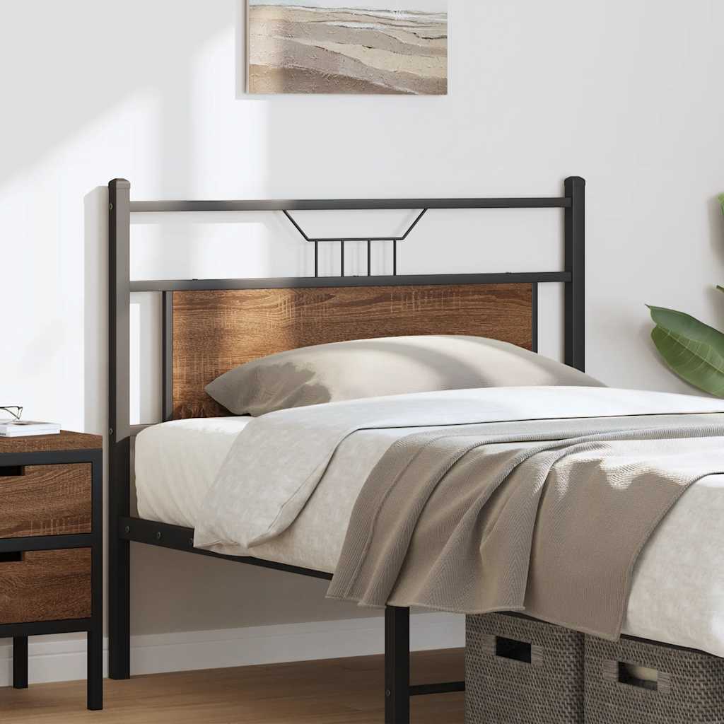 vidaXL Hoofdbord 107 cm bewerkt hout en staal bruin eikenkleurig afbeelding