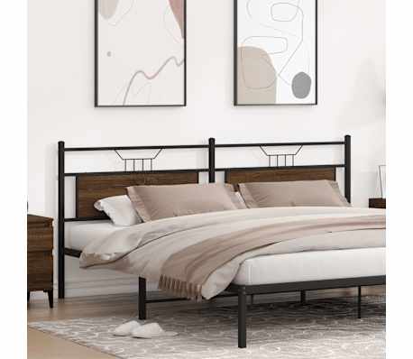 vidaXL Tăblie de pat, stejar maro, 200 cm, lemn prelucrat și oțel