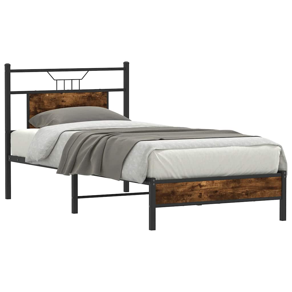 vidaXL Bedframe zonder matras hout gerookt eikenkleurig 80x200 cm afbeelding